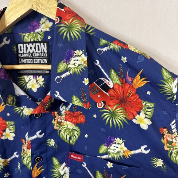 Dixxon x Snap-On Limited Edition Party Shirt 2XL Blue Hawaiian Hot Rod Mechanic - Picture 3 of 6